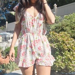 Pins and Needles Rose Floral Spring White Romper